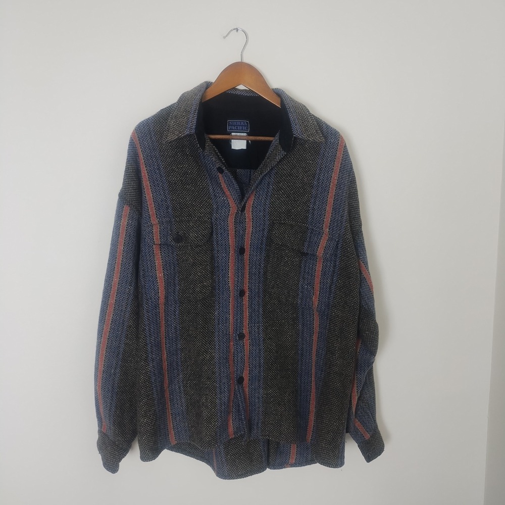 Sierra Pacific Vintage Button Up Shirt Men's Striped Woven Rugged Western